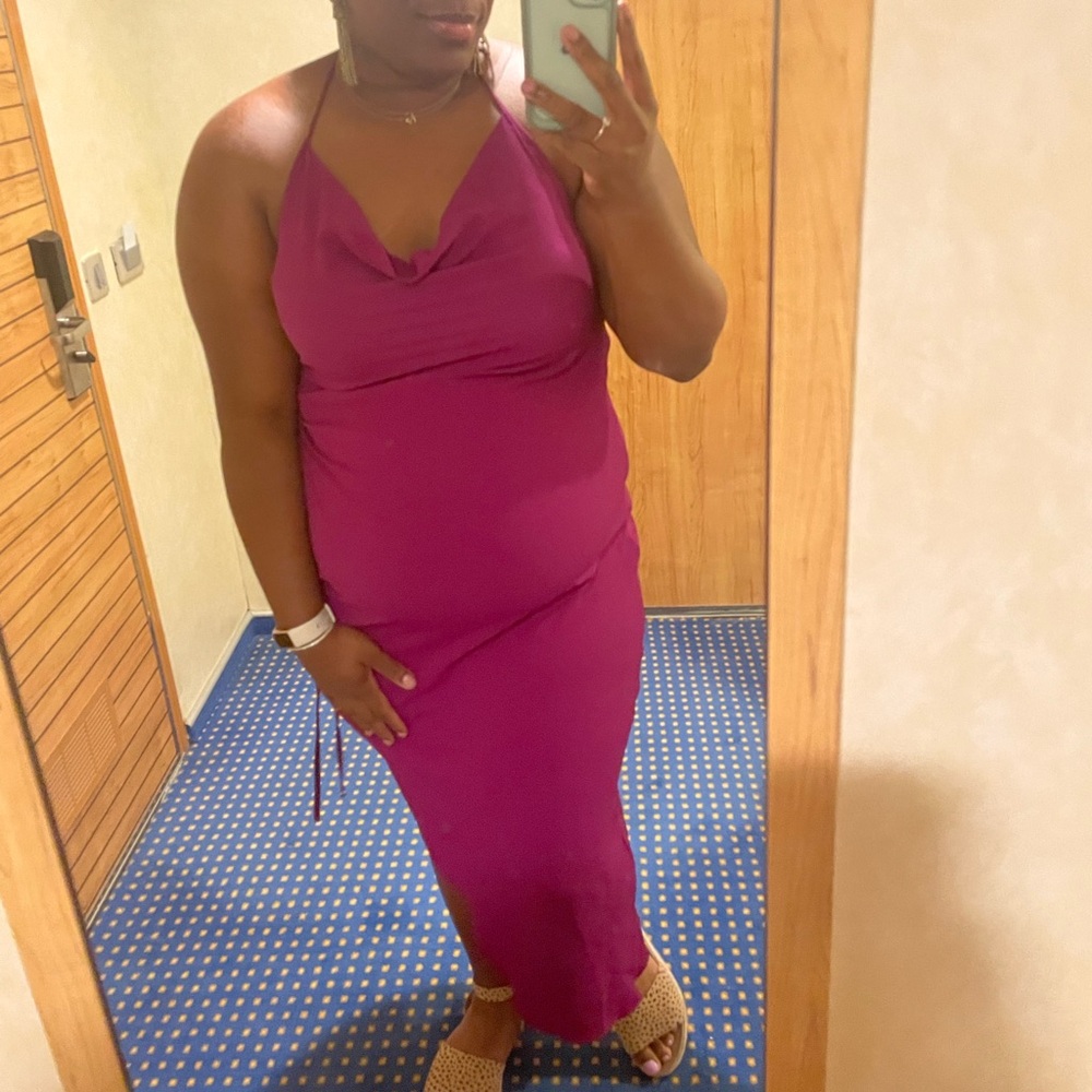 SHEIN SXY Plus Tie Backless Draped Drawstring Asymmetrical Dress. Size 16(2XL)